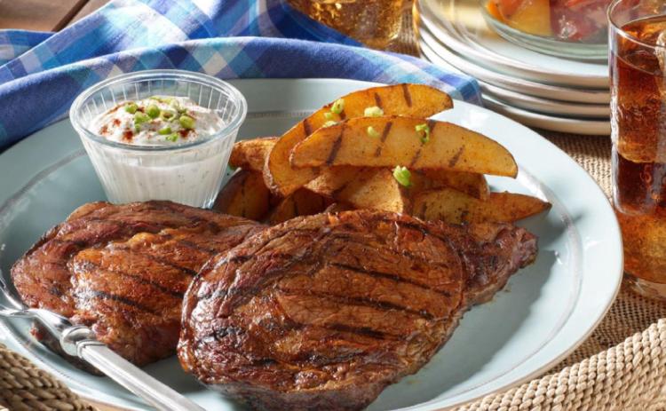 Grilled Ribeye Steaks and Potatoes with Smoky Paprika Rub