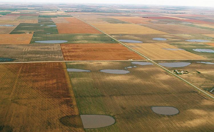 Kansas Geological Survey at the University of Kansas is embarking on a two-year study of playas that hold water during wet periods in Scott County and elsewhere to better understand their role in recharge of the underground Ogallala aquifer. (Bill Johnson/Kansas Geological Survey)