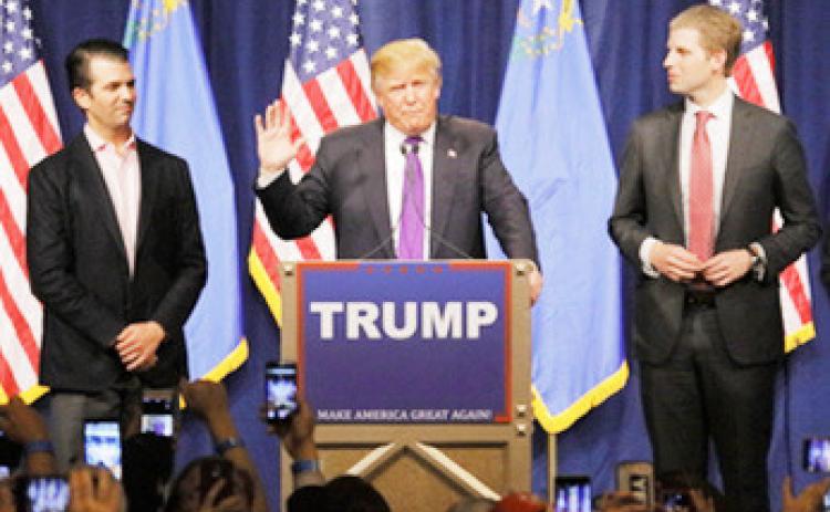 Donald Trump, shown here, center, with his two eldest sons, Donald Jr., and Eric, at a campaign event in Nevada, was declared the unofficial winner of the November 5, 2024 Presidential Election. (Apologies for the old photo, but the least expensive election night picture I could find was $199, which I refuse to pay for a photo of anyone.)