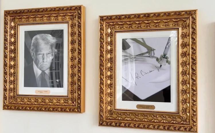 A new “Presidential Walk of Fame” has been built along the West Wing Colonnade featuring portraits of all the Presidents in gilded frames, however, rather than putting up former President Joe Biden’s portrait, a picture of an autopen making Biden’s signature is there instead. The White House