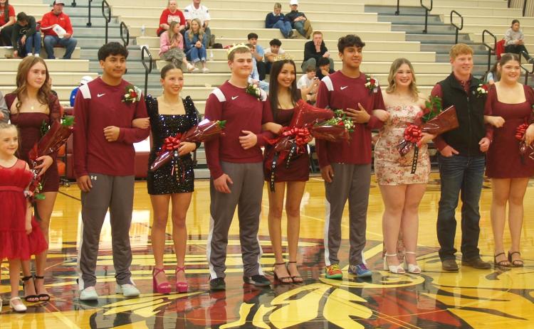 2025 Winter Homecoming Court. Featuring King Zane Gerstberger and Queen Sophia Wedel.