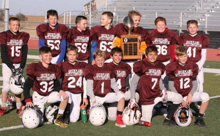 5th &amp; 6th Grade tackle football team, sponsored by Green Plains Cattle Company. Back row (l-r): #15 Gannon West; #53 Greyson Owens; #59 Jaxton Fritzmeier; #84 Chase Carpenter; #36 Holden Whalen; #41 Beau Porter; Front row (l-r): #32 Jericho Ingram; #24 Jax Berry; #1 Tayson Guerra; #4 Tyson Peters; #7 Jordan Dale; #12 Quentin Koehn. Not pictured, Gavvan Castillo. Photo credit: Harbrige Family