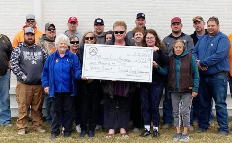 Outdoorsmen pictured, back row (L-R): Chris Kreutzer, Cole Carpenter, Andrew Baker, Tristen Perry, Brady Harbin, Levi Elder, Allen Baker, Craig Berning, Bryan Harkness. Middle row: Nate Porter, Nate Brown, Linda Geyer, DJ Seaton, Shelley Graff. Front row: Kelma Burch, Ella Hernandez, Tabitha Rutherford, Sheryl Martinez, Teresa Torres
