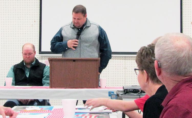 Wichita County Conservation District Chairman, Craig Berning, opens the 77th Annual Meeting of the District with introductions.
