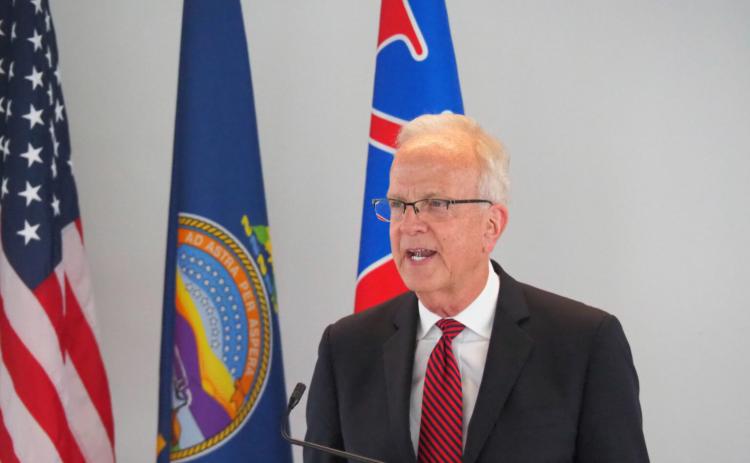 U.S. Sen. Jerry Moran, R-Kansas, is among members of the Kansas congressional delegation quick to condemn Venezuelan President Nicolas Maduro and request detailed briefings on use of the U.S. military to take Maduro into custody. In this image, Moran speaks during a 2024 public event in Kansas. (Photo by Tim Carpenter/Kansas Reflector)