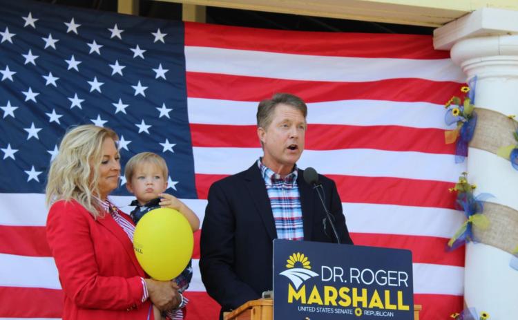 U.S. Rep. Roger Marshall campaigns in 2019 for the Republican nomination for a U.S. Senate seat. Stephan Bisaha/Kansas News Service