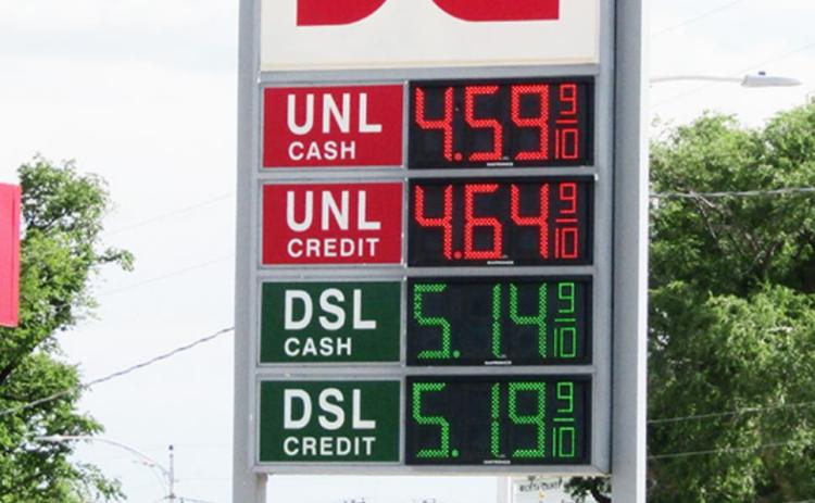 Fuel prices at The Eagle on Monday, June 6, 2022. Unleaded prices went up around 40¢ over the weekend.